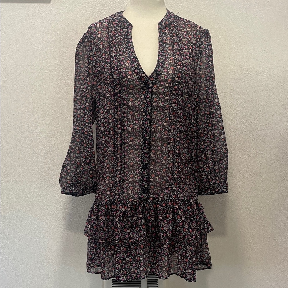 American Rag Floral Ruffle Tiered Long Sleeve Women's Top